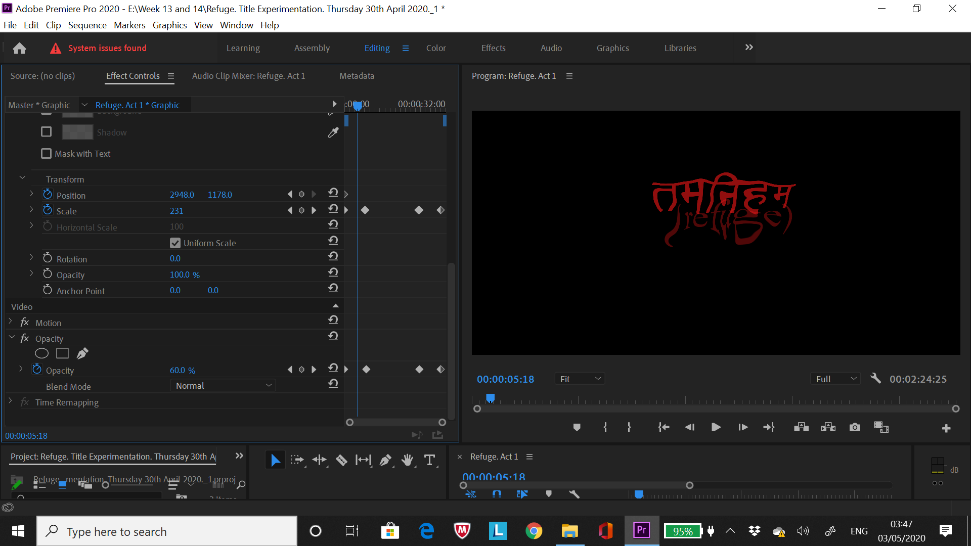 Text. Transform and Opacity.